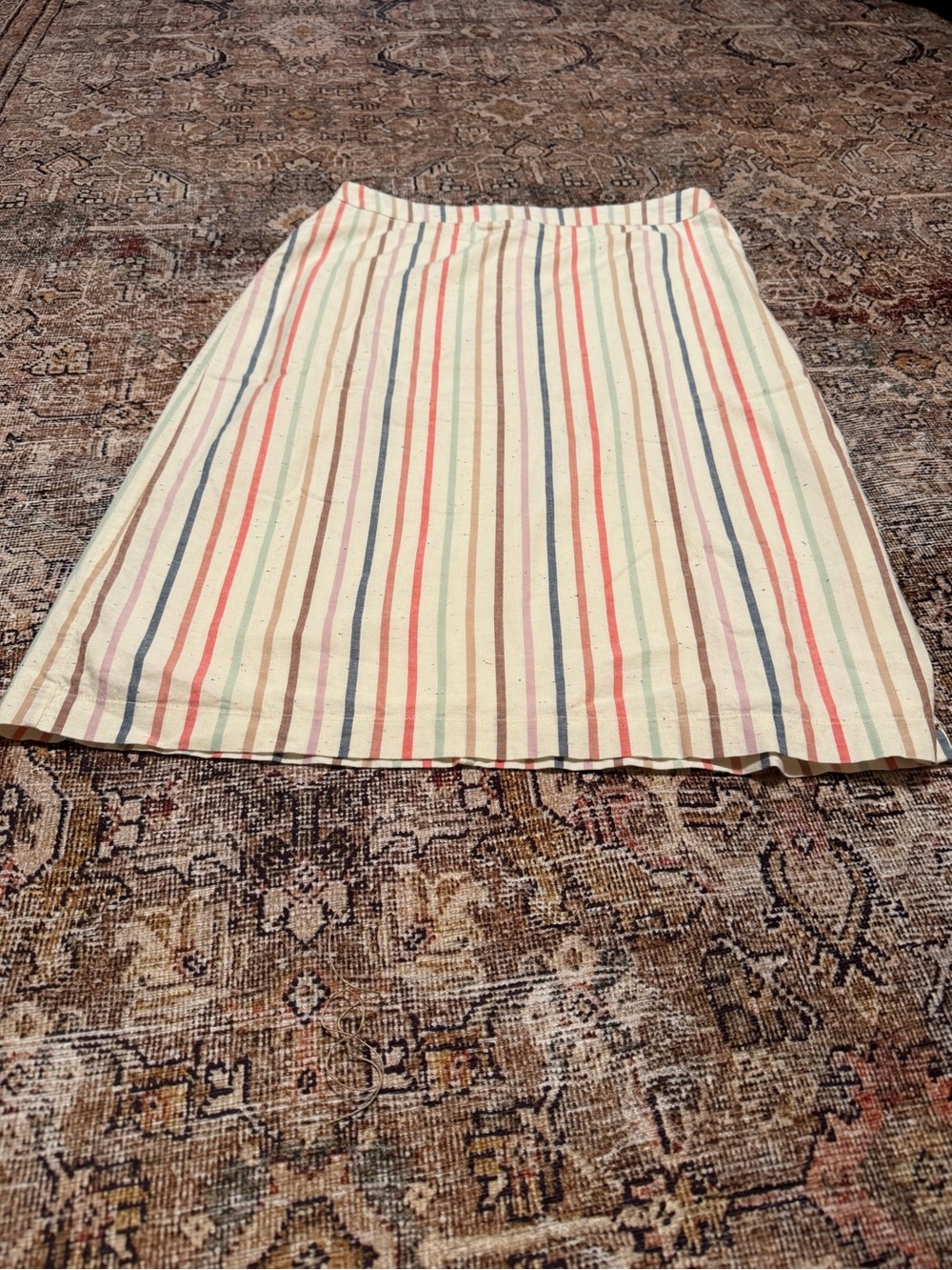 Madewell Cream A-Line Skirt with Multicolor Stripes